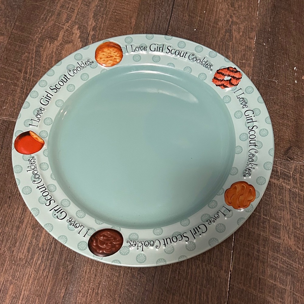 Girl Scouts‎ I Love Girl Scout Cookies 2007 Ceramic Plate Teal Blue 10.5 Inch